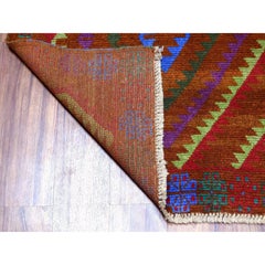 6'1 "x7'8" Afgano colorato marrone Baluch Design geometrico annodato a mano 100% lana