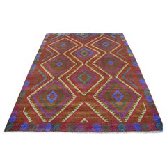 6'1"x7'8" Brown Colorful Afghan Baluch Geometric Design Hand Knotted 100% Wool
