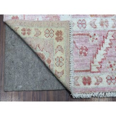 6'1"x8'10" Coral Pink Angora Oushak Wool Hand Knotted Oriental Rug