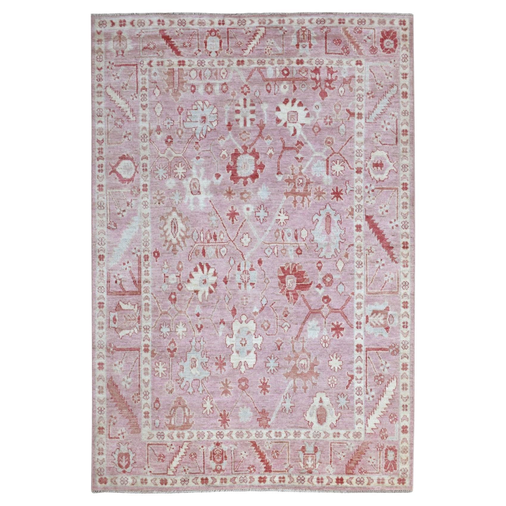 6
1 "x8
10" Korallenrosa Angora Oushak Wolle Handgeknüpft Orientteppich