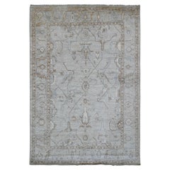 6'1"x8'10" Gray Afghan Angora Oushak Vines Design Hand Knotted Pure Wool Rug