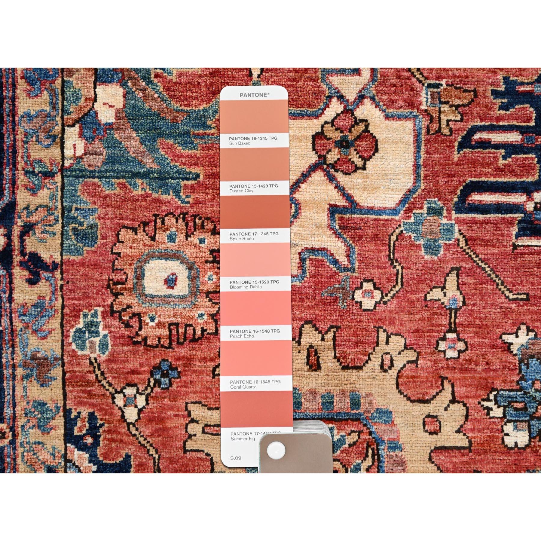 XXIe siècle et contemporain Tapis oriental noué à la main rouge Heris All Over Design Ghazni 6'1