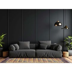 Tappeto di lana annodato a mano giallo afghano Ersari Caucasian Design Revival 6'1 "x8'10"