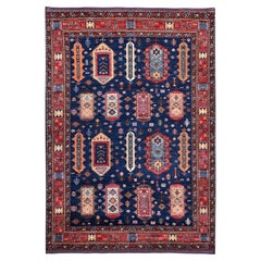 6'1"x8'7" Yale Blue Afghan Ersari with Turkish Knot Hand Knotted Pure Wool Rug