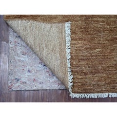 6'1"x8'8" Bole Brown Plain Solid Pattern Hand Knotted Ghazni Wool Oriental Rug