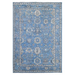6'1 "x8'8" Carolina Blau Afghan Angora Oushak Wolle Stiftung Orientteppich
