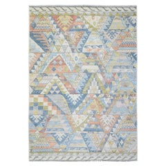 6'1"x8'8" Ivory Hand Knotted Anatolian Village Inspired Patch Work Soft Wool Rug