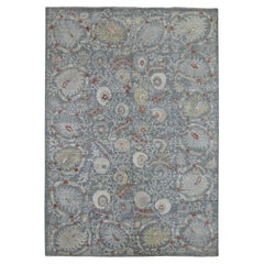 6'1"x8'8" Soft, Velvety Plush Wool Hand Knotted Gray Stone Wash Peshawar Rug