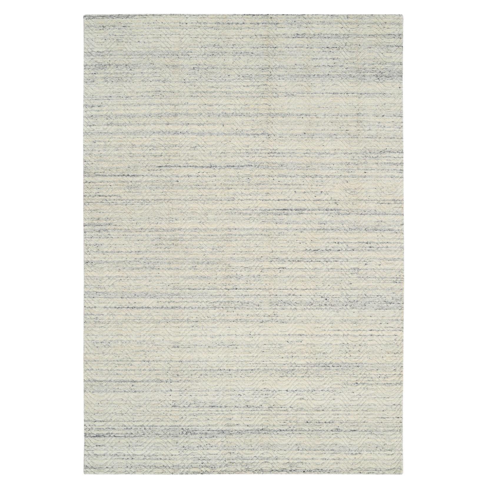 6'1 "x9' Beige Bunt strukturiert Modernes Design Reine Wolle Handgewobener Teppich