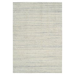 Tappeto 6'1 "x9' Beige Variegato con texture di design moderno in pura lana lavorato a mano