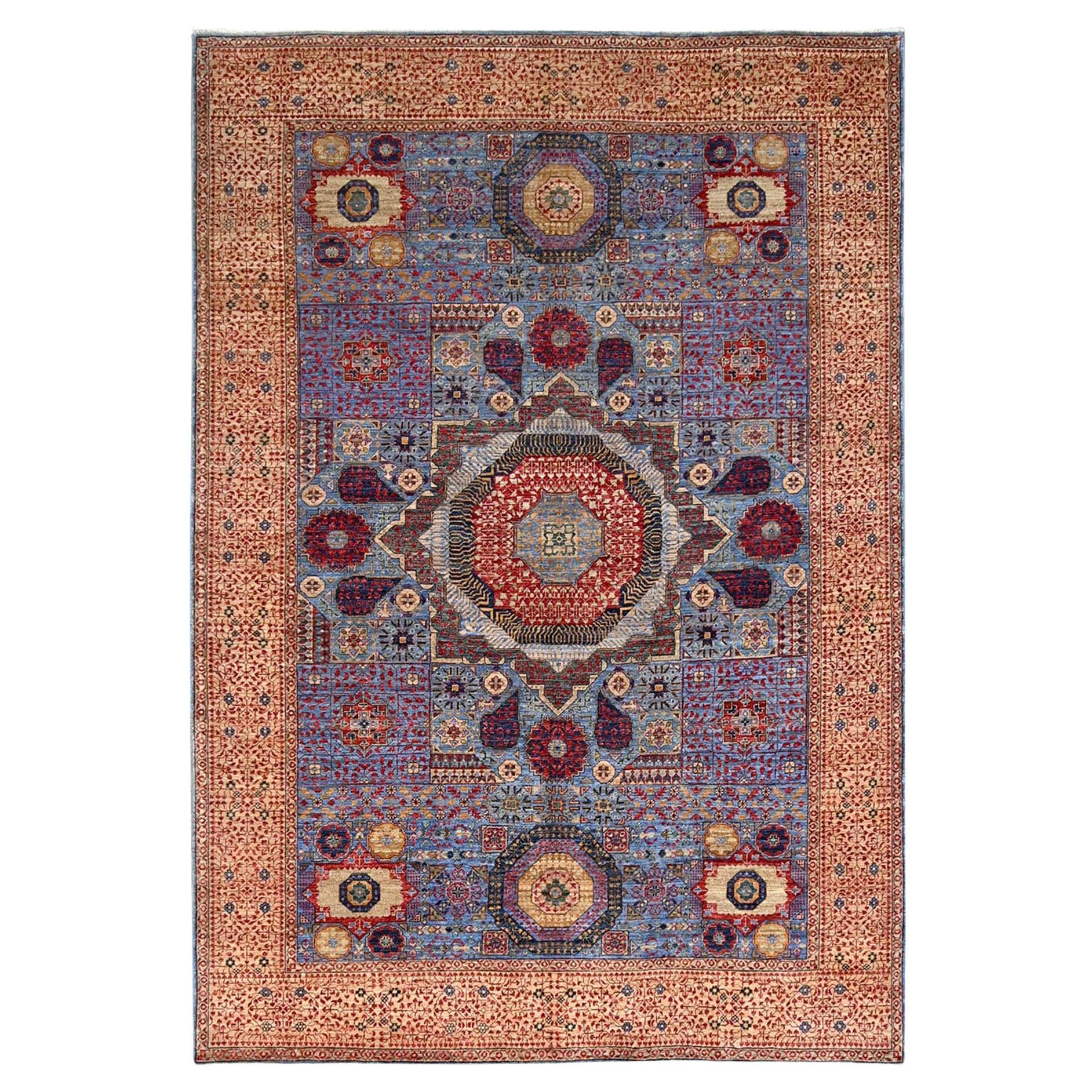 6
1 "x9
Tapis d
Orient bleu noué à la main entièrement en laine Mamluke Dynasty 200 KPSI Design Rugs