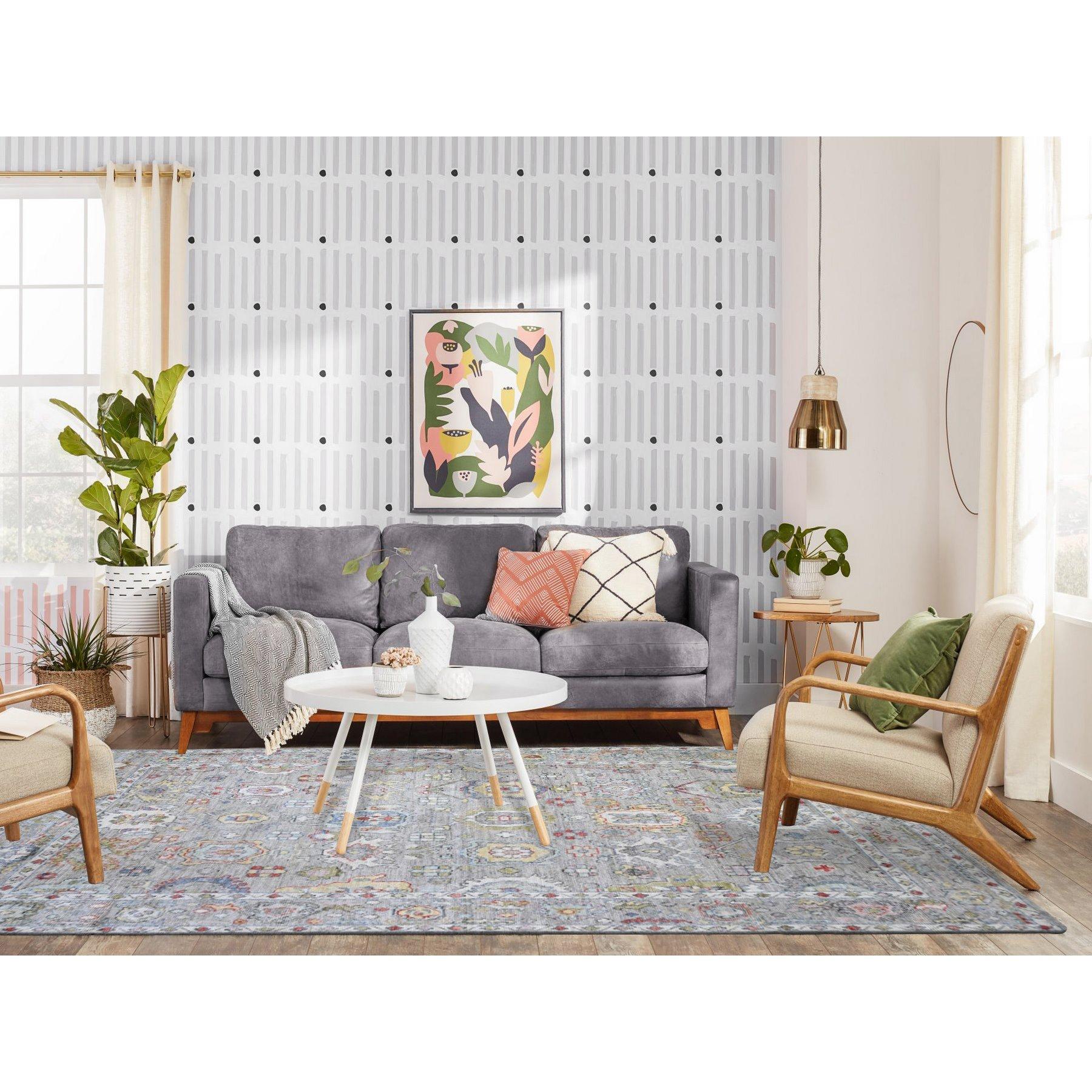 Cloud Gray, Afghan Angora Oushak with Tribal Medallions Natural Dyes, Extra Soft Wool Hand Knotted, Oriental Rug
Primary materials: Wool
Latex: No Pile 
height: 0.25 Inches
Style: Transitional
Primary color: Grey
Secondary colors: Yellow, Blue,
