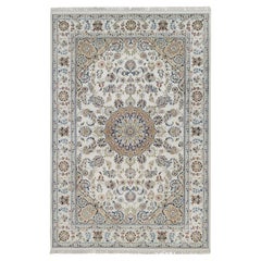 6
1"x9
Ivory Nain Medallion Design Hand Knotted Soft Pile Wool
Silk Rug