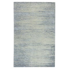 6'1 "x9' Alfombra Oriental Moderna Tejida a Mano Jacquard Gris Claro Lana-Seda Natural