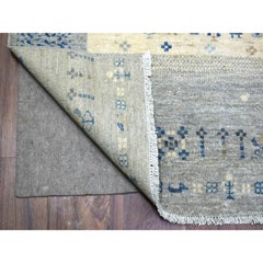 6'1"x9' Light Gray, Soft Wool, Hand Knotted Afghan Kashkuli Gabbeh Design Rug