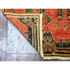 6'1"x9' Red Hand Knotted Soft Wool Peshawar with Berber Influence Oriental Rug