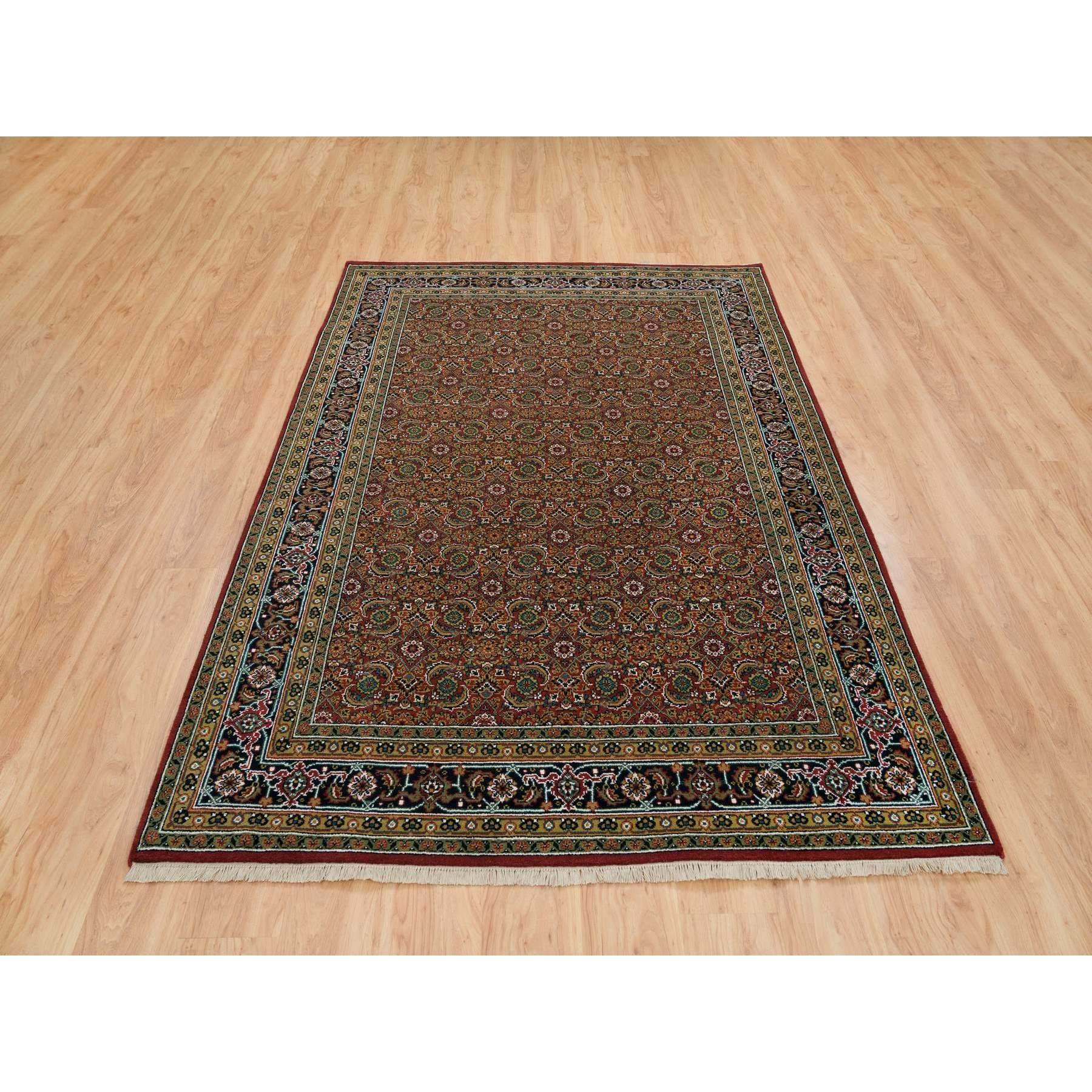 This is a truly genuine one-of-a-kind Red Herati All Over Fish Design Thick and Plush Wool 175 KPSI Hand Knotted Oriental Rug. It has been Knotted for months and months in the centuries-old weaving craftsmanship techniques by expert