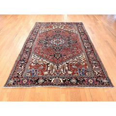 6'1 "x9' Savvy Red Antique Persian Heriz Clean Hand Knotted Wool Rare Size Rug