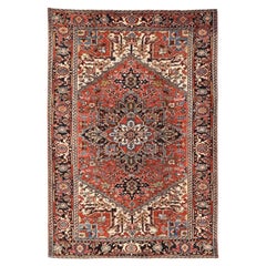 6'1 "x9' Savvy Red Antique Persian Heriz Clean Hand Knotted Wool Rare Size Rug