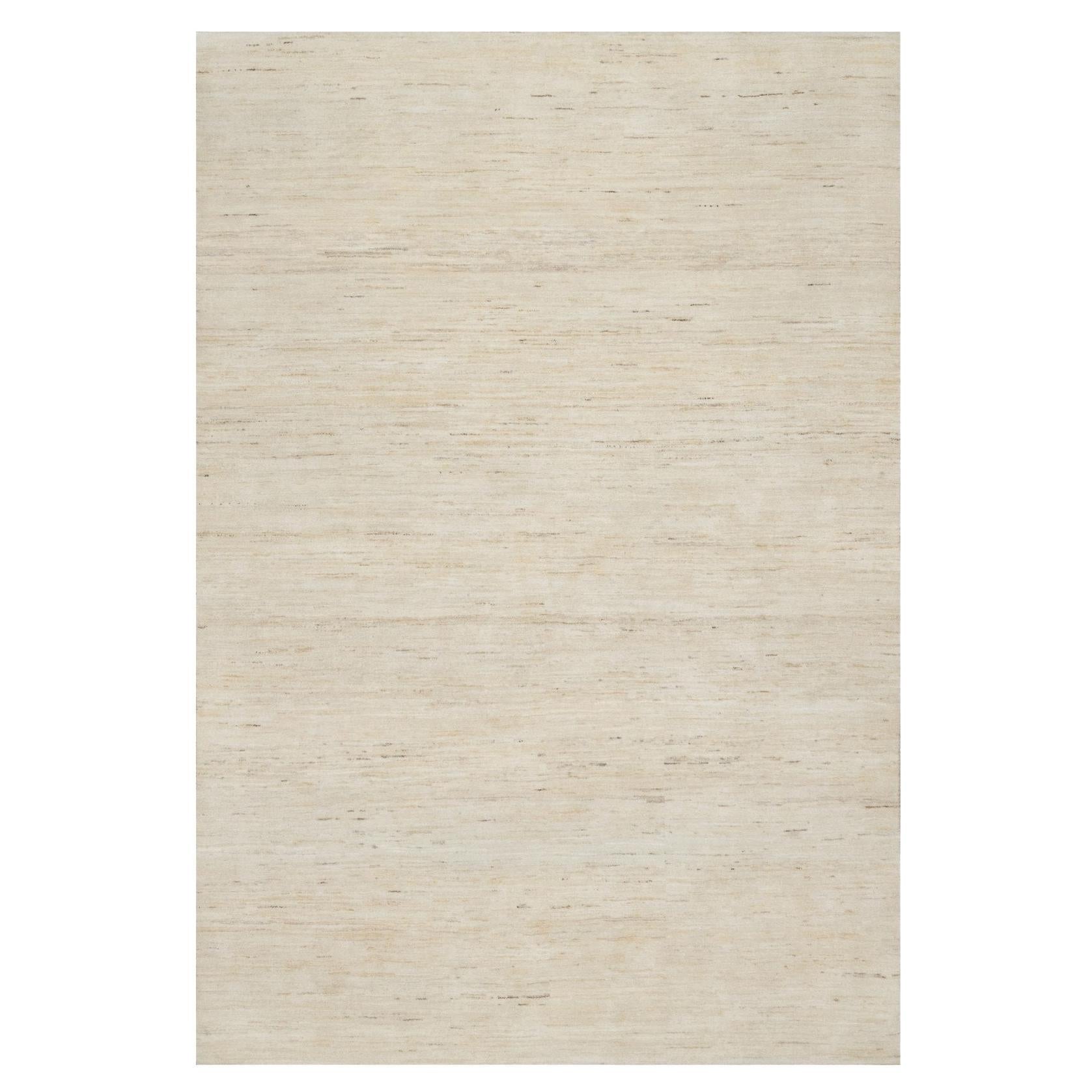 6'1"x9' Stone White Hand Knotted Lori Buft Gabbeh Modern Design Wool Rug