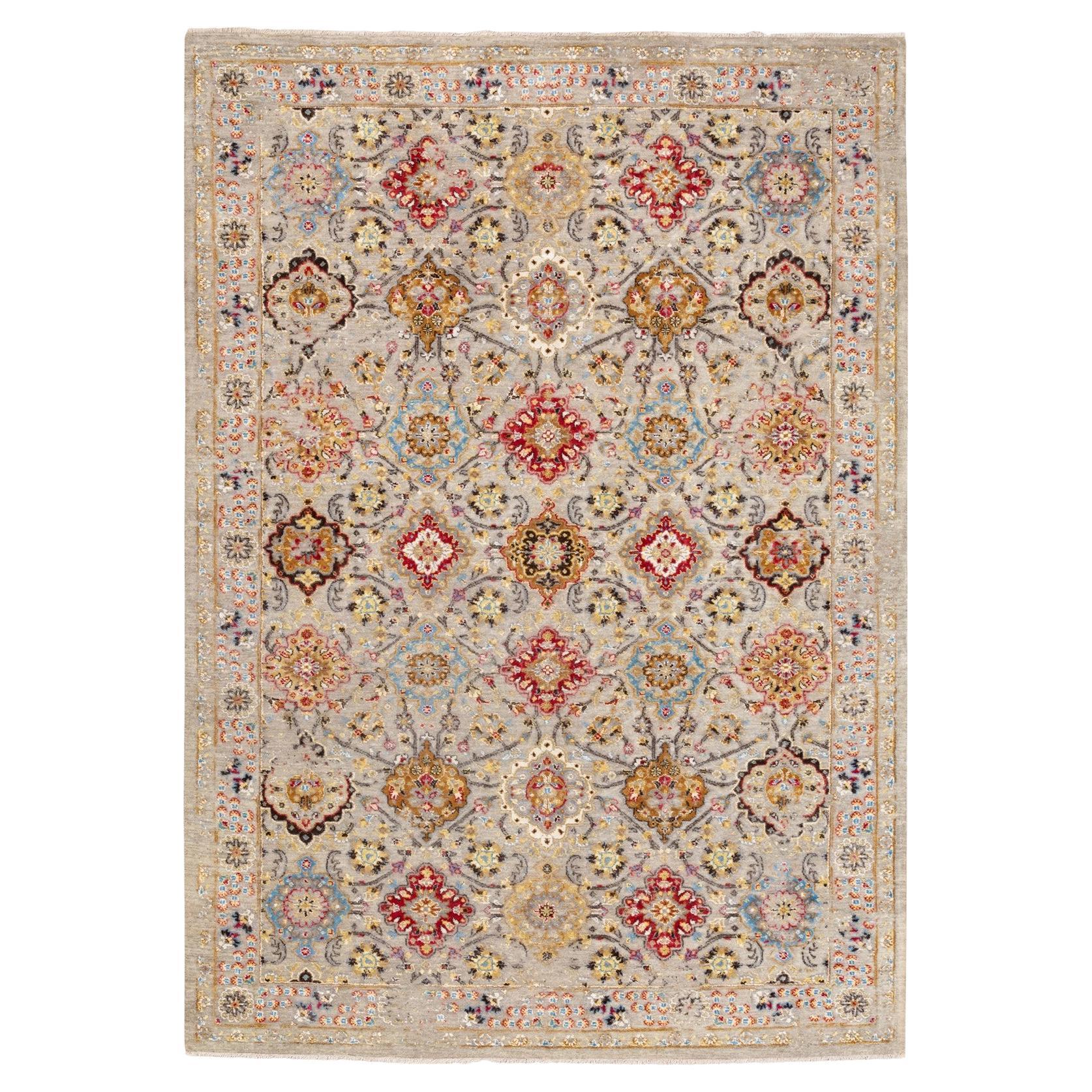 6
1 "x9
THE SUNSET ROSETTES Handgeknüpfter Orientteppich aus Wolle und reiner Seide