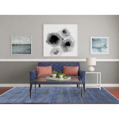 6'1"x9'1" Denim Blue, Wool and Silk Hand Knotted, Modern Grass Design Gabbeh Rug