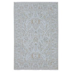 6'1"x9'1" Gray 200 KPSI Meditation Tree of Life Design Hand Knotted Wool Rug