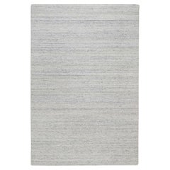 6'1"x9'1" Gray Modern Plain Design Textured Hand Loomed Pure Wool Oriental Rug