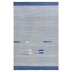 6
1 "x9
1" Handgewebter flach gewebter Kilim Bio-Nomaden-Streifen-Design-Wollteppich