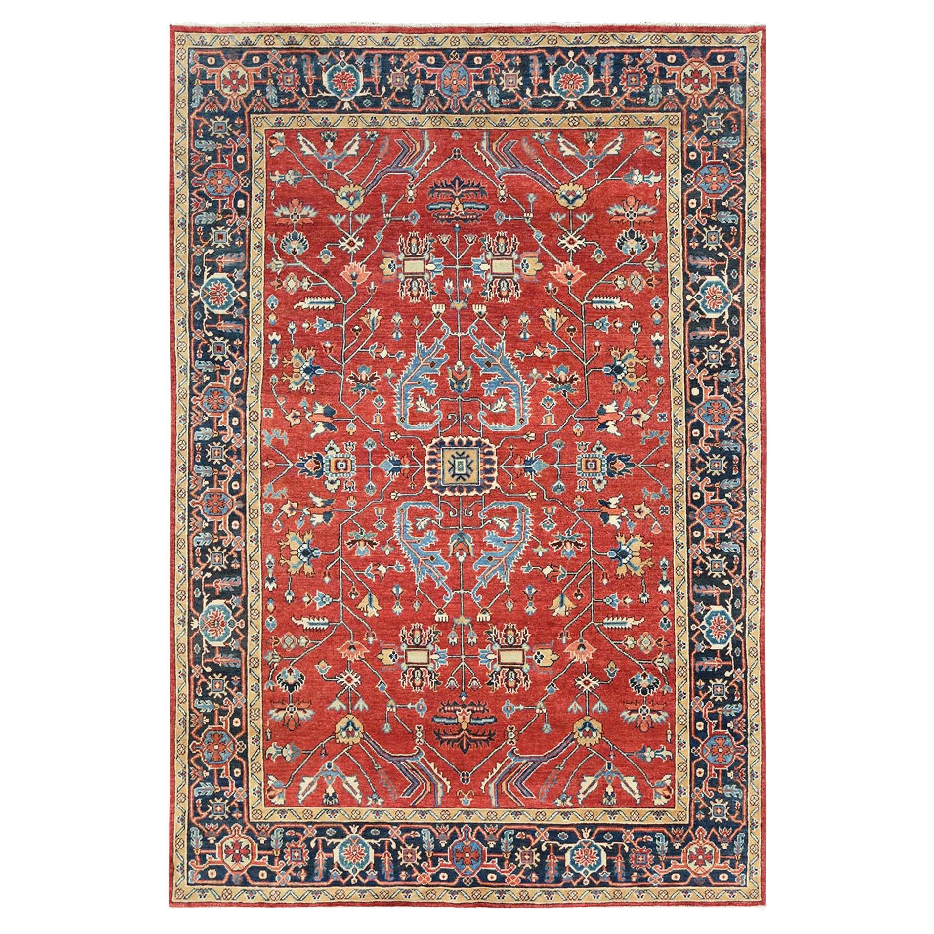 6'1 "x9'1" Imperialer roter afghanischer Peshawar Heriz Wolle Handgeknüpfter Orientteppich im Angebot