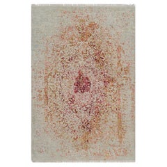 6
1 "x9
1" Elfenbein Persisch Gelöscht Medaillon Design Hand geknüpft Wolle und Seide Teppich