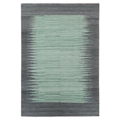6'1"x9'1" Light Green Ethnic Design Flat Weave Kilim Wool Hand Woven Rug