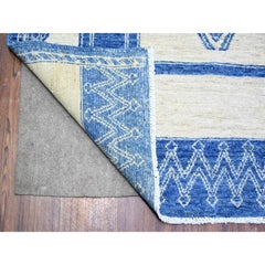 6'1"x9'1" Medium Sapphire, Fine Peshawar Natural Wool Hand Knotted Rug