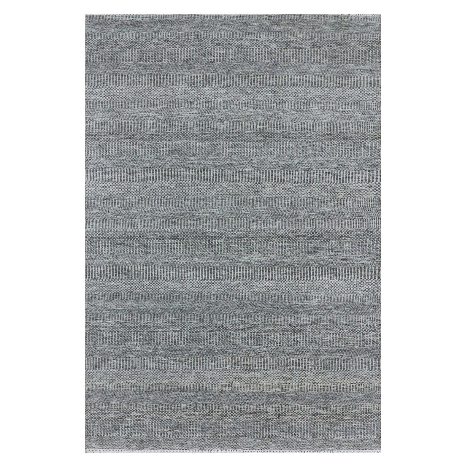 6'1 "x9'1" Westchester Gray Undyed Wolle Hand Knotted Grass Design Orientalische Teppich