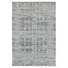 6'1 "x9'2" Dark Grey Hand Knotsted Modern Design Undyed Natural Wool Tapis d'Orient