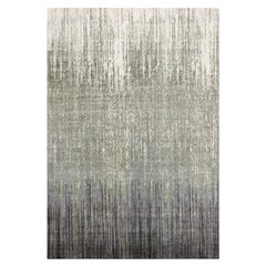 6'1"x9'2" Gray and Black, Modern Ombre Design, Pure Wool Hand Knotted Rug