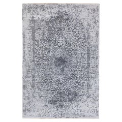 6'1 "x9'2" Gris Broken Persian Design Laine et Soie Noué à la main Tapis d'Orient