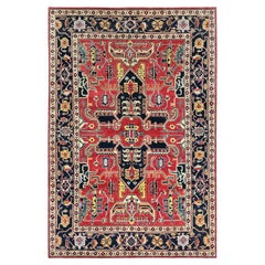 6'1"x9'2" Imperial Red Afghan Peshawar Heriz Wool Hand Knotted Oriental Rug