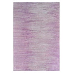Tappeto rosa 6'1 "x9'2" in lana organica spessa e soffice con design/One annodato a mano