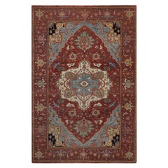 6'1"x9'2" Red Antiqued Fine Heriz Re-Creation All Wool Hand Knotted Oriental Rug