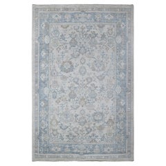 6'1"x9'4" Cadet Gray Wool Weft Hand Knotted Afghan Angora Oushak Oriental Rug