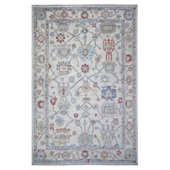 6'1"x9'4" Ivory, Hand Knotted Afghan Angora Oushak Soft Wool Oriental Rug