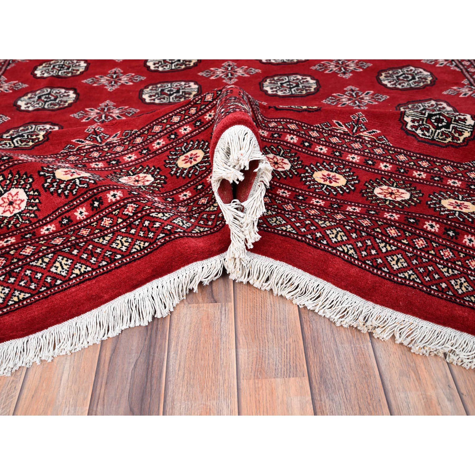 Tessuto a mano Tappeto orientale annodato a mano in lana Bokara Red Princess 6'1 