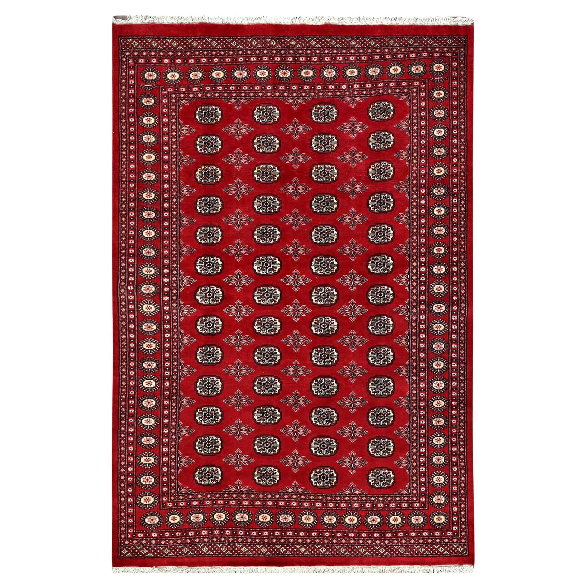 Tappeto orientale annodato a mano in lana Bokara Red Princess 6
1 "x9
4"