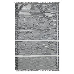 6
1 "x9
4" Sonic Gray Marokkanisches Geflecht mit komplizierten Motiven Handgeknüpfter Wollteppich