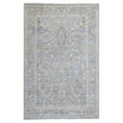 6'1"x9'7" Light Brown Angora Oushak Extra Soft Wool Hand Knotted Oriental Rug