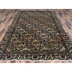 Alfombra oriental de lana desgastada, estilo Bakhtiar de Fars, vintage, anudada a mano y muy colorida, de 6'1" x 9'8"