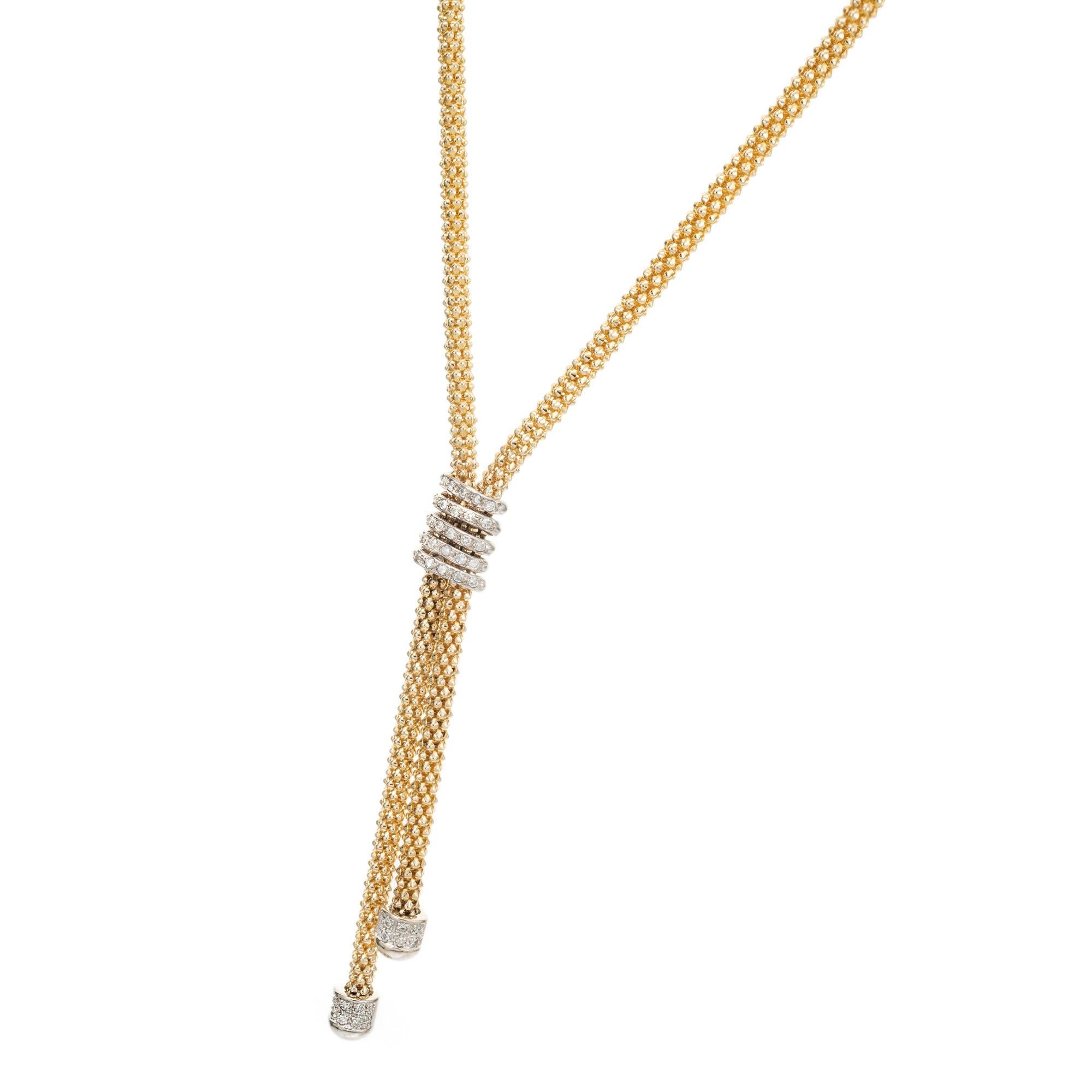 0,62 Karat Diamant zweifarbiges Gold Lariat Style Halskette (Rundschliff)