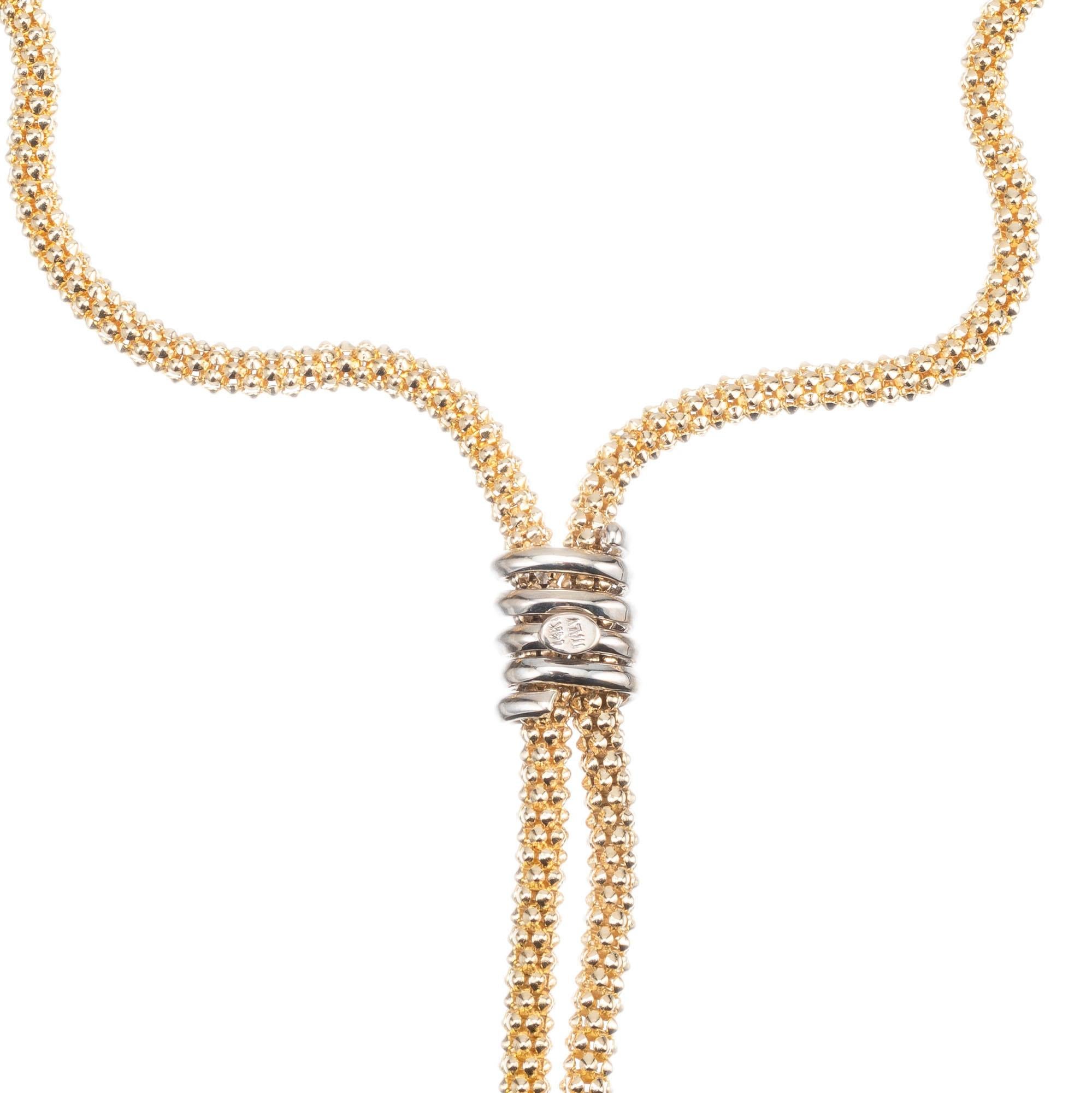 0,62 Karat Diamant zweifarbiges Gold Lariat Style Halskette im Zustand „Gut“ in Stamford, CT