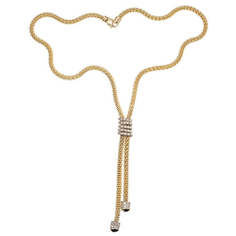 .62 Carat Diamond Two-Tone Gold Lariat Style Necklace For Sale at 1stDibs